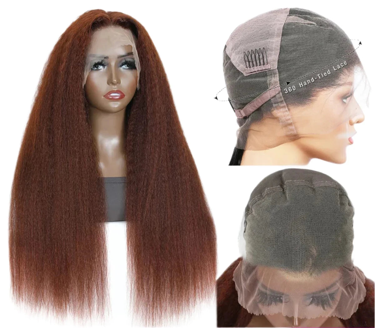 (99J) Kinky Straight Full Lace Wig